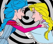 Coloreaza pe Elsa si Anna