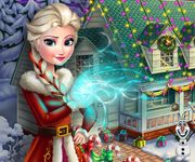 Elsa decoreaza casa Frozen de Craciun